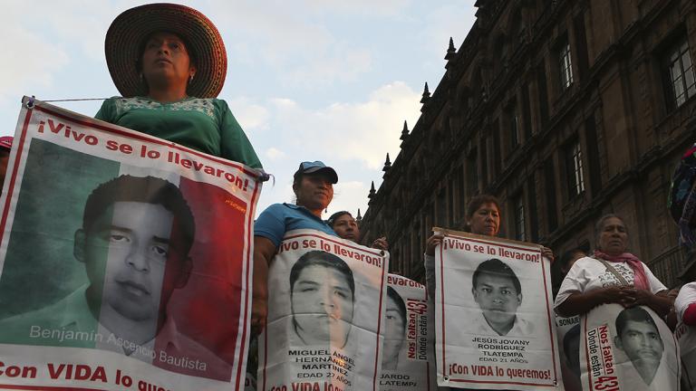 Relatives of 43 missing college students from Mexico