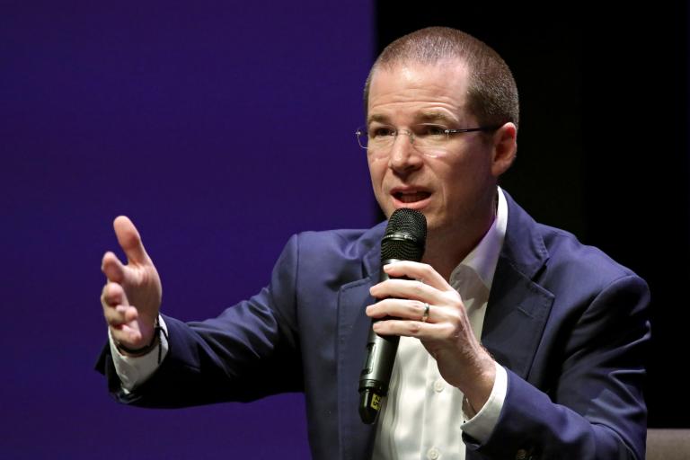 Ricardo Anaya, presidential candidate for the PAN, speaks during a meeting with students of the ITESM in Monterrey