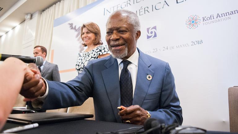 CIUDAD DE MÃ‰XICO, 24MAYO2018.- Kofi Annan, exsecretario general de la ONU y premio nobel de la Paz, acudiÃ³ al reporte final de la Conferencia â€œIntegridad Electoral en AmÃ©rica Latinaâ€ù, celebrada en MÃ©xico en agosto de 2017.FOTO: DIEGO SIMÃ“N SÃÅNCHEZ /CUARTOSCURO.COM