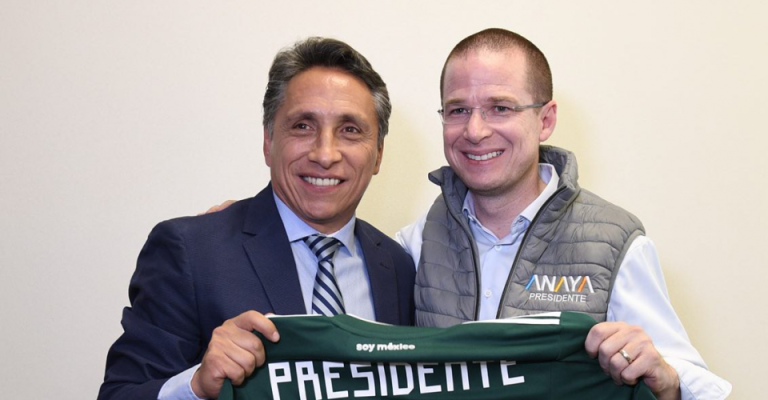 Ricardo Anaya, hoy excandidato presidencial del PAN, apoyando a Manuel Negrete a la alcaldía de Coyoacán.