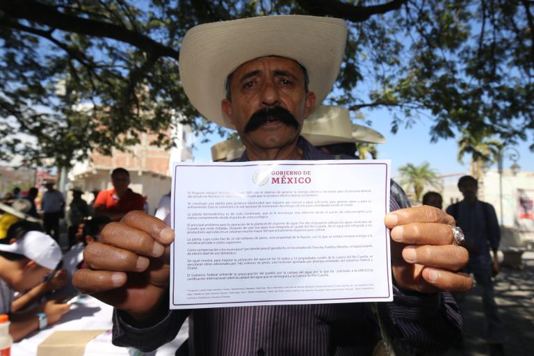 Jorge Zapata, nieto de Emiliano Zapata,  en la comunidad de Anenecuilco, Morelos, durante la consulta ciudadana sobre la construcción de la Termoelétrica de Huexca. Foto EE: Eric Lugo