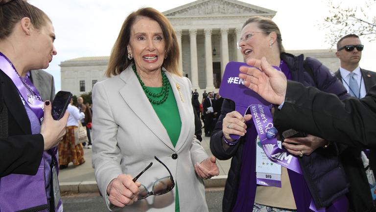 Nancy Pelosi - House Speaker Nancy Pelosi of California leaves a news conference outside the U.S. Supreme Court in Washington, Tuesday, April 2, 2019. (AP Photo/Manuel Balce Ceneta)