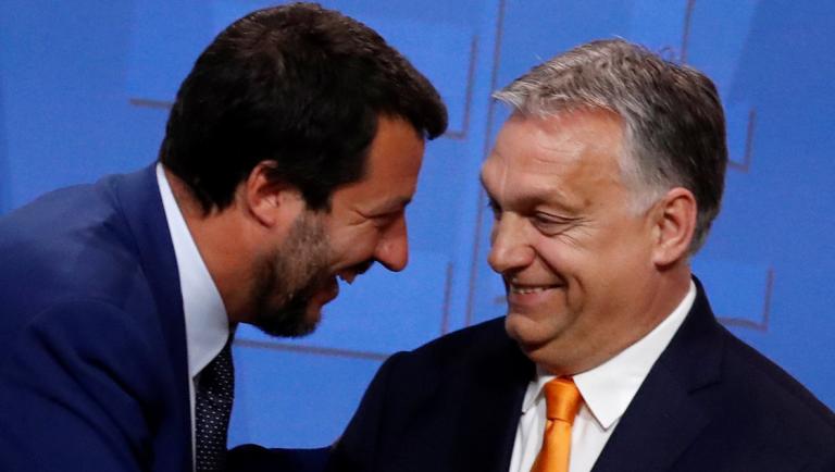 Italian Deputy PM Salvini and Hungarian PM Orban hold a joint news conference in Budapest - Italian Deputy Prime Minister Matteo Salvini smiles with Hungarian Prime Minister Viktor Orban during a joint news conference in Budapest, Hungary May 2, 2019. REUTERS/Bernadett Szabo