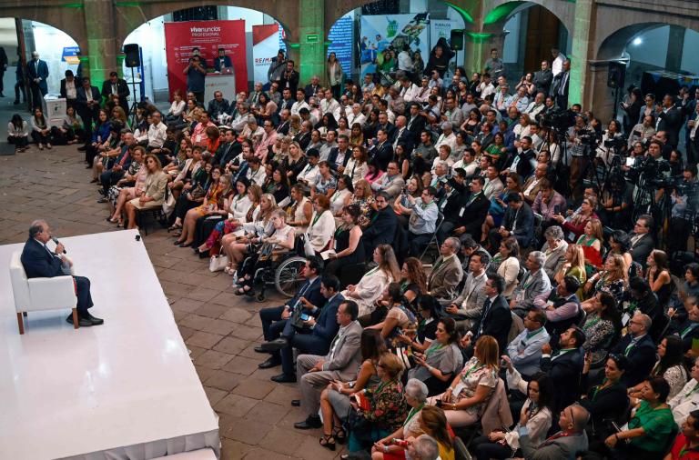 Carlos Slim, durante una charla en el VII Simposium de Centros Históricos. Foto: Alfredo Estrella / AFP