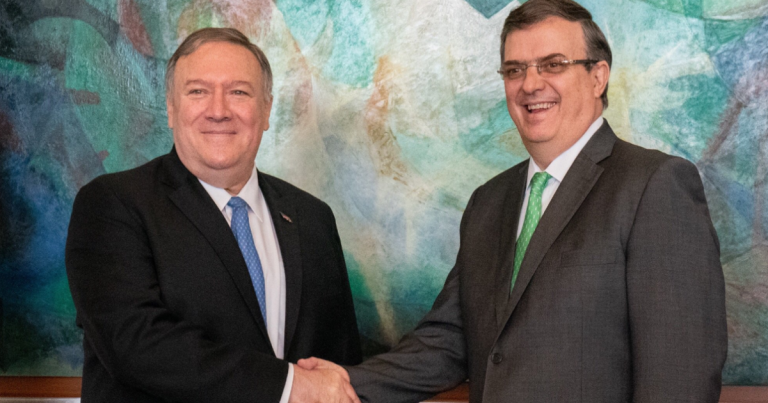 El secretario de Estado estadounidense, Mike Pompeo, se reunió con el canciller Marcelo Ebrard. Foto EE: Cortesía Twitter Marcelo Ebrard @m_ebrard