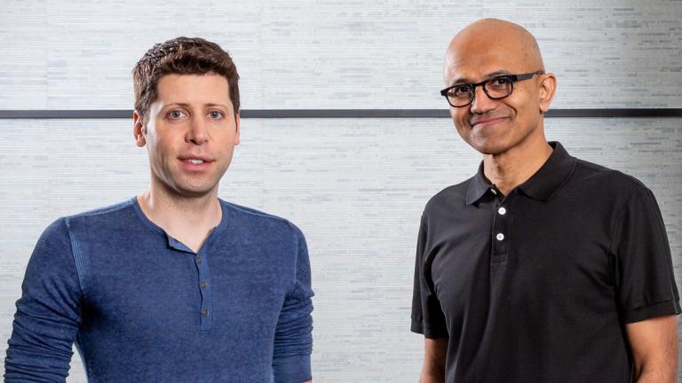 Sam Altman, CEO de OpenAI y Satya Nadella, CEO de Microsoft. Foto: Reuters