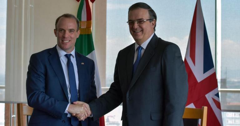 El secretario de Estado para Asuntos Exteriores y de la Mancomunidad de Reino Unido, Dominic Raab se reunió con el canciller Marcelo Ebrard. Foto EE: Cortesía Twitter/ @UKinMexico