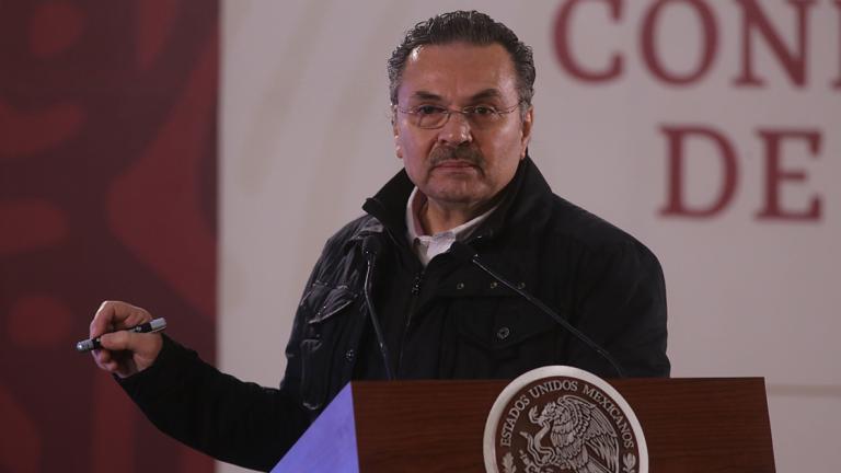 Octavio Romero Oropeza, director general de Petróleos Mexicanos en la conferencia matutina en Palacio Nacional. Foto EE: Eric Lugo