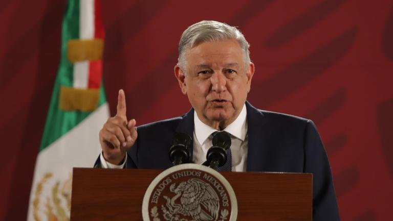 Andrés Manuel López Obrador en conferencia de prensa en Palacio Nacional.