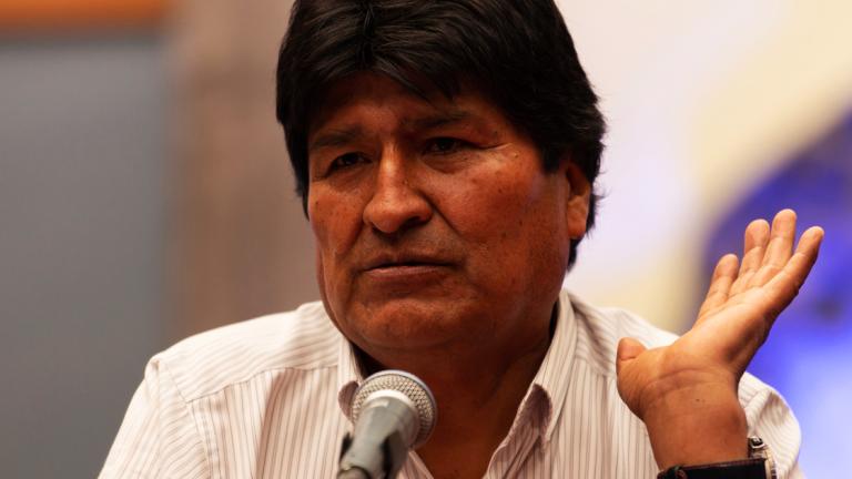 Evo Morales, con asilo en México desde este martes, en una conferencia en el Museo de la Ciudad de México. Foto: Notimex.