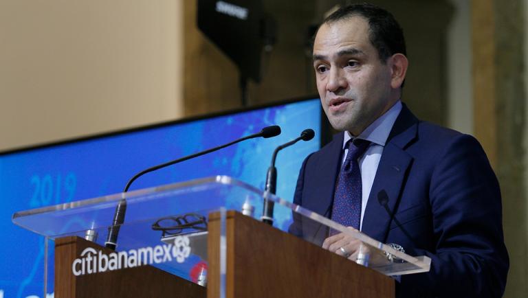 Arturo Herrera, secretario de Hacienda, durante un evento de Citibanamex el 14 de noviembre. Foto EE: Daniel Sánchez