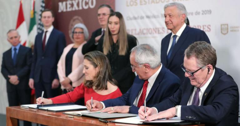 El T-MEC establece otra cláusula que garantiza que ningún país pueda bloquear el mecanismo de solución de controversias. Foto EE: Cortesía Presidencia de México