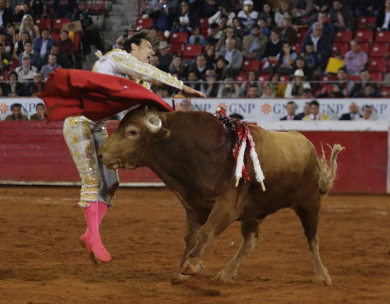 José Mauricio no se lo pensó mucho, entregó el pecho en la suerte suprema y fue alcanzado por ‘Malagueñito’ de Barralva que lo siguió al estar tirado en la arena y le tiró otro derrote mortal. Foto EE: Eric Lugo