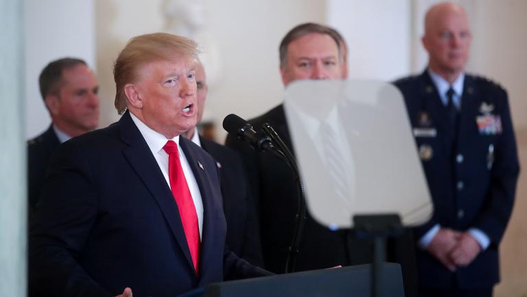 U.S. President Trump delivers remarks following missile attacks by Iran on U.S. bases in Iraq, at the White House in Washington