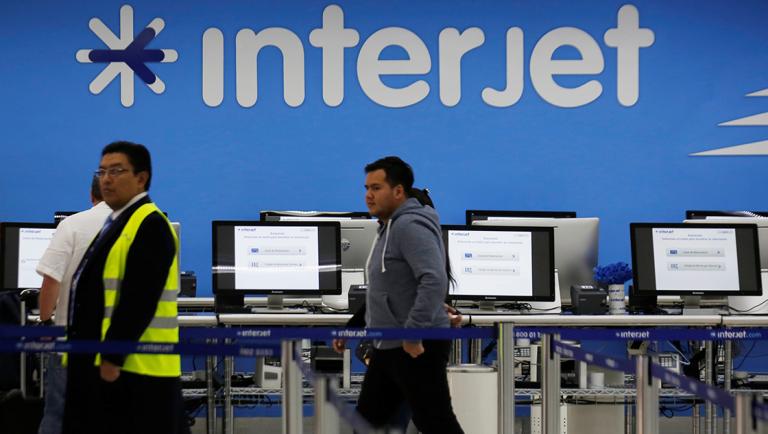 A logo of Interjet airlines is seen at Benito Juarez airport in Mexico City