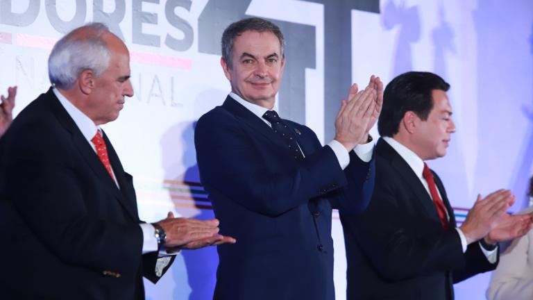 José Luis Rodríguez Zapatero fue entrevistado al término de la Primera Asamblea Nacional de legisladores de la Cuarta Transformación, de Morena, a la que acudió en calidad de invitado especial. Foto: Notimex.