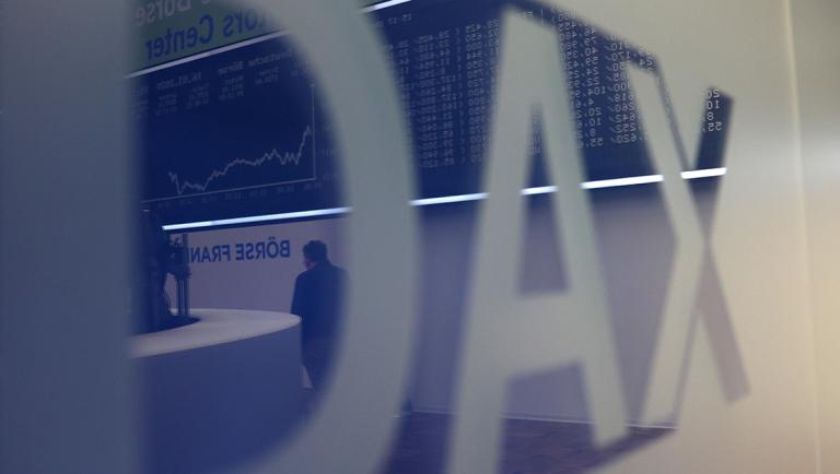 A general view shows the German share prize index DAX board during afternoon trading as markets react on the coronavirus disease (COVID-19) at the stock exchange in Frankfurt