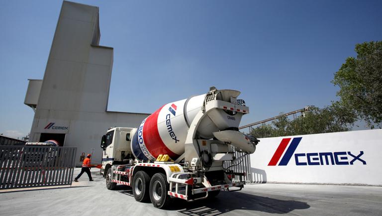 A cement mixer truck arrives to a cement plant of Mexican cement maker CEMEX in Monterrey