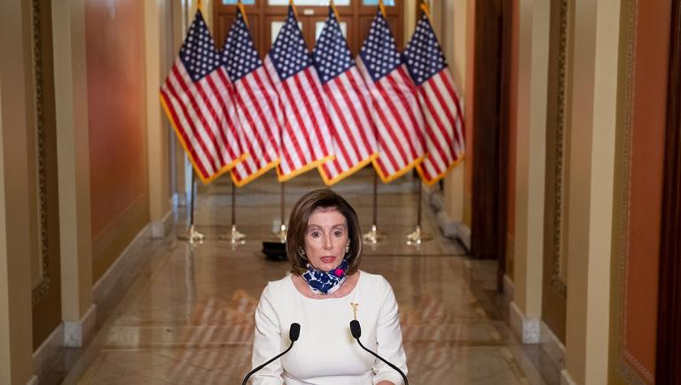 U.S. House Speaker Nancy Pelosi (D-CA) speaks about the 