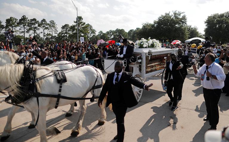 Funeral of George Floyd in the Houston Memorial Gardens cemetery in Pearland