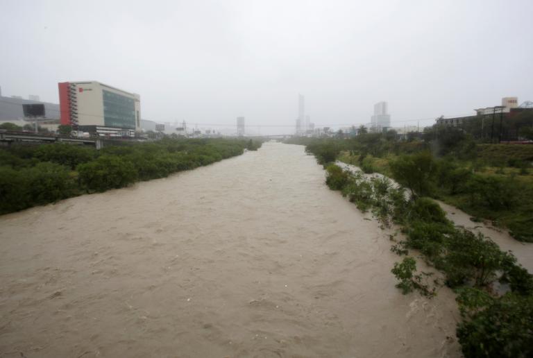 A general view of the Santa Catarina river is seen during the Storm Hanna in Monterrey, Mexico