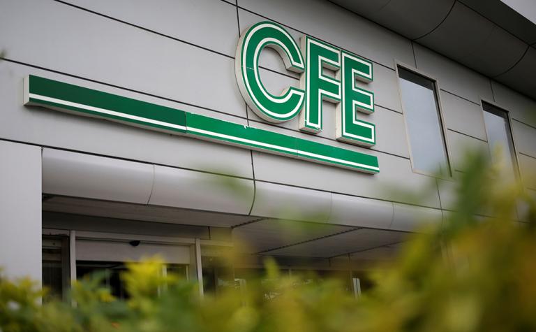 The logo of Mexico's state-run electricity utility known as the Federal Electricity Commission (CFE), is seen at its building office in Monterrey, Mexico November 5, 2019. REUTERS/Daniel Becerril