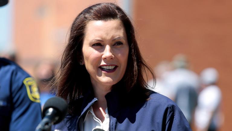 FILE PHOTO: Michigan Governor Gretchen Whitmer addresses the media about a state flooding issue in May 2020