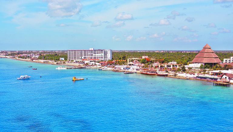 Aerial,View,Of,The,Coastline,Of,Cozumel,,Mexico