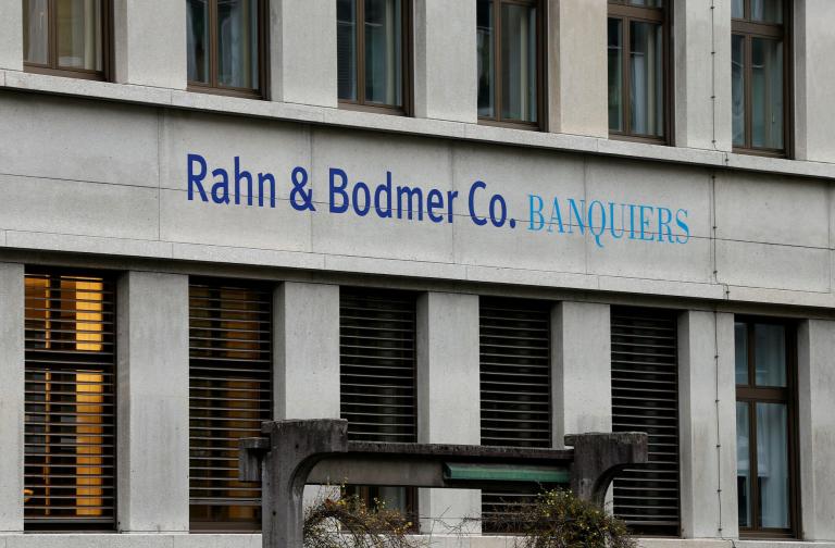 FILE PHOTO: The logo of Swiss bank Rahn & Bodmer Co is seen in 2014