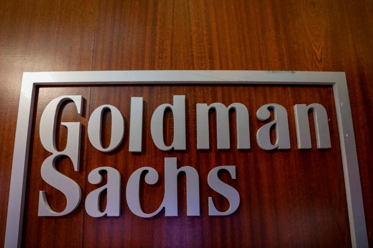 FILE PHOTO: The Goldman Sachs company logo is seen in the company