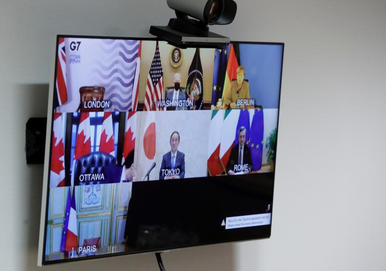 Líderes del G7 en una reunión virtual. Foto: Reuters