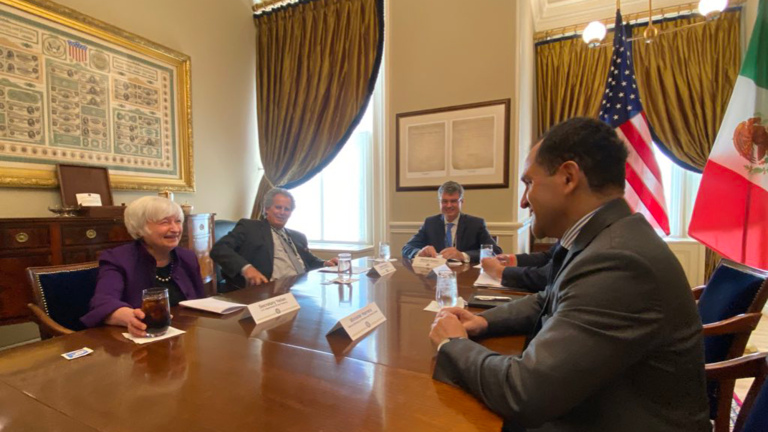 El secretario de Hacienda, Arturo Herrera se reunió la tarde de este jueves con la secretaria del Tesoro de Estados Unidos, Janet Yellen. Foto EE: Cortesía Twitter @ArturoHerrera_G