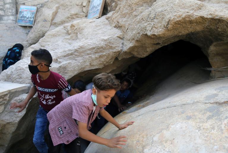 Egyptian Christian children are seen during a ritual mirroring the Holy Family