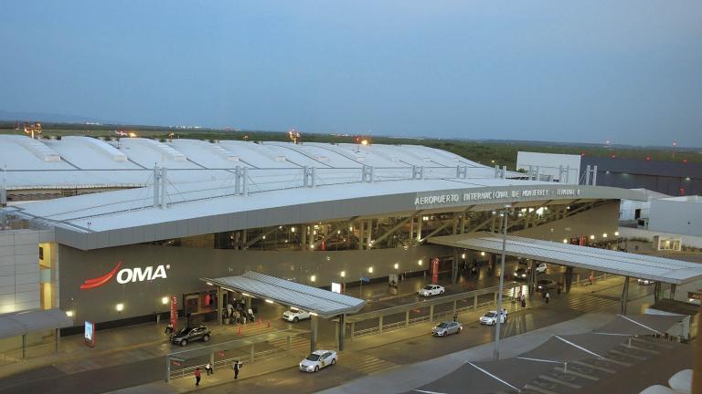 Monterrey, Nuevo Leon, Mexico - May 24, 2018: View of Terminal B at the Monterrey General Mariano Escobedo International Airport. It is the third busiest airport in Mexico.AEROPUERTO MONTERREY