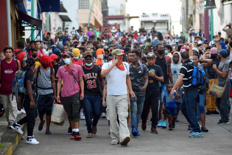 Caravana migrante en Tapachula, Chiapas. Foto:  Reuters