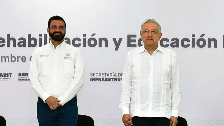 Antonio Echevarría García, gobernador de Nayarit y el presidente Andrés Manuel López Obrador acudieron a la inauguración del Centro de Rehabilitación y Educación Especia. Foto EE: Cortesía Presidencia de México