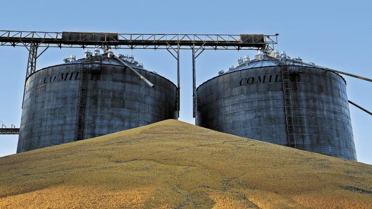 FILE PHOTO: A general view shows second corn (winter corn) stored outside of the silos that are full of corn, near Sorriso in the Mato Grosso state, Brazil, July 26, 2017. Picture taken July 26, 2017. REUTERS/Nacho Doce/File Photo-NARCH/NARCH30