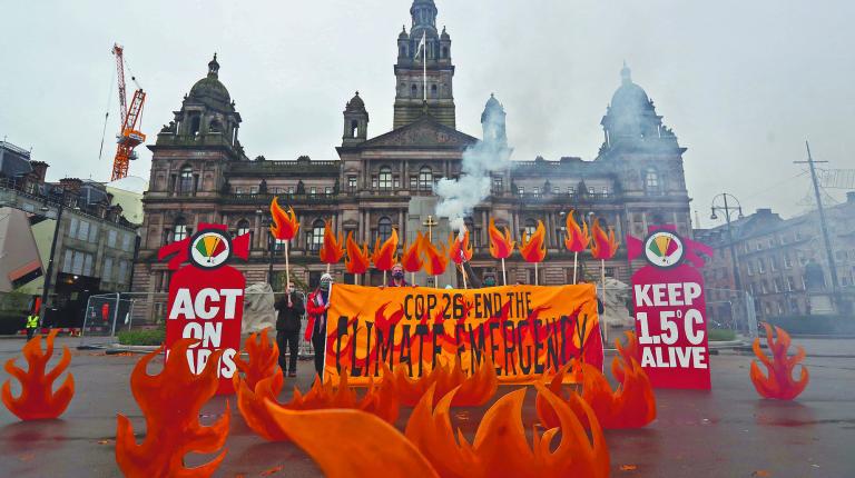 Protest ahead of the UN Climate Change Conference (COP26), in Glasgow