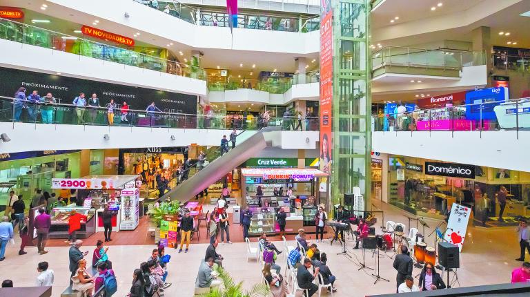 Bogota Colombia July 7 Interior view of Chile mall located in Northern Bogota. Appreciated by locals  as it is full of shops, restaurants and movie houses. Shoot on July 7, 2019