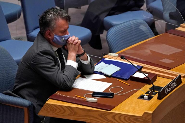 El embajador ucraniano ante la ONU, Sergiy Kyslytsya. Foto: AFP.