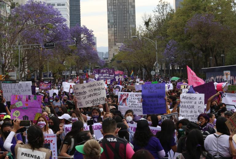 Protestas del 8 de marzo del 2021 contra violencia hacia la mujer en la Ciudad de México. FOTO EE: Rosario Servin