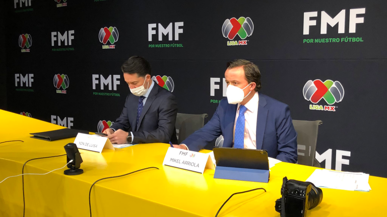 Yon de Luisa, presidente de la Federación Mexicana de Futbol, y Mikel Arriola Peñalosa, titular de la Liga MX. Foto EE: Twitter @MikelArriolaP