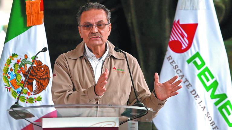 Pemex Chief Executive Officer Octavio Romero attends a news conference in Mexico City