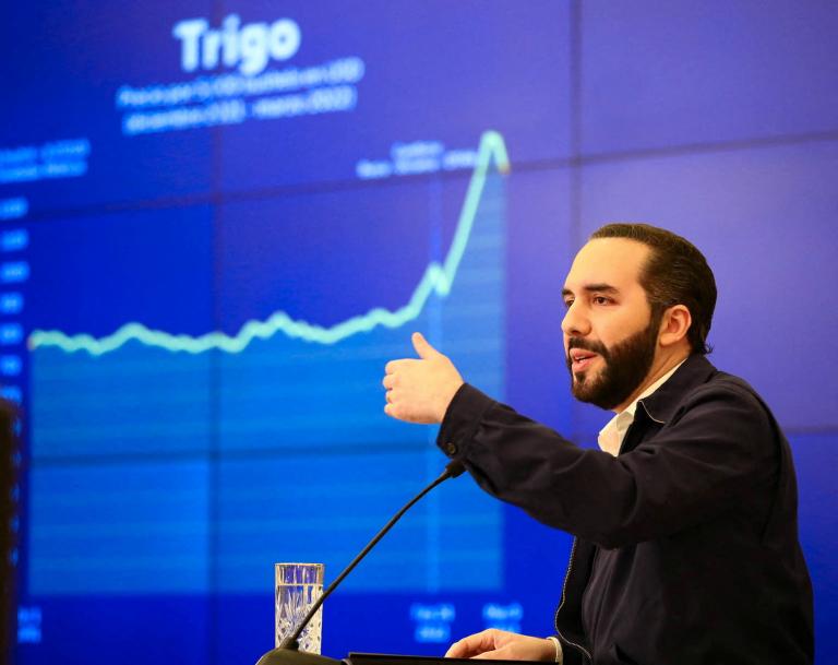 El Salvador’s President Nayib Bukele speaks on national television in San Salvador