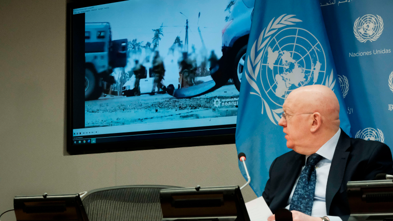 Vasili Nebenzia, representante permanente de Rusia ante las Naciones Unidas. Foto: AFP