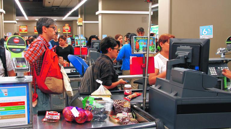 SANTIAGO, CHILE - 6 March 2019. An interior view from a supermarket in Santiago.