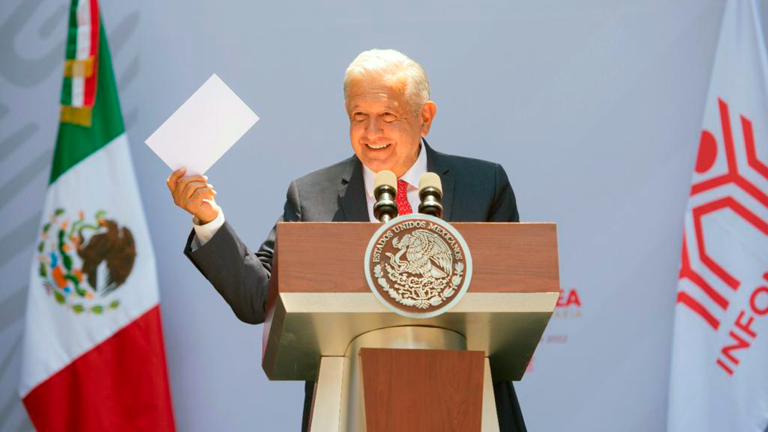 Andrés Manuel López Obrador, presidente de México, encabezó la 125 Asamblea General del Instituto del Fondo Nacional de la Vivienda para los Trabajadores. Foto EE: Cortesía Presidencia de México