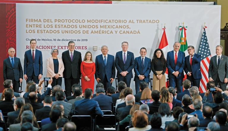 Fue en diciembre de 2019 cuando los negociadores de México, EU y Canadá firmaron el Protocolo Modificatorio al T-MEC en la Ciudad de México. Foto EE: Archivo