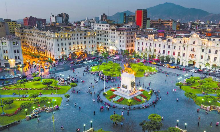 LIMA, PERU: View of San Martin square.