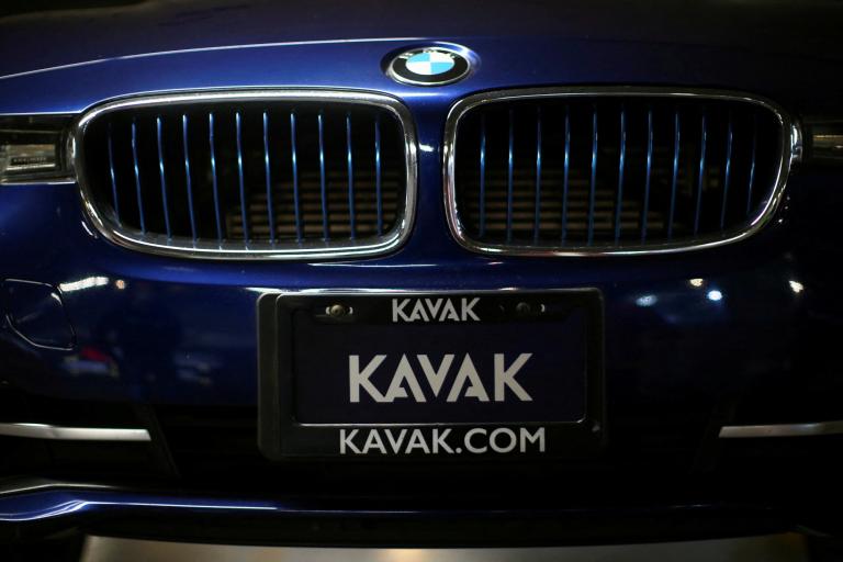 FILE PHOTO: A logo of used autos platform Kavak is pictured on a car in Mexico City